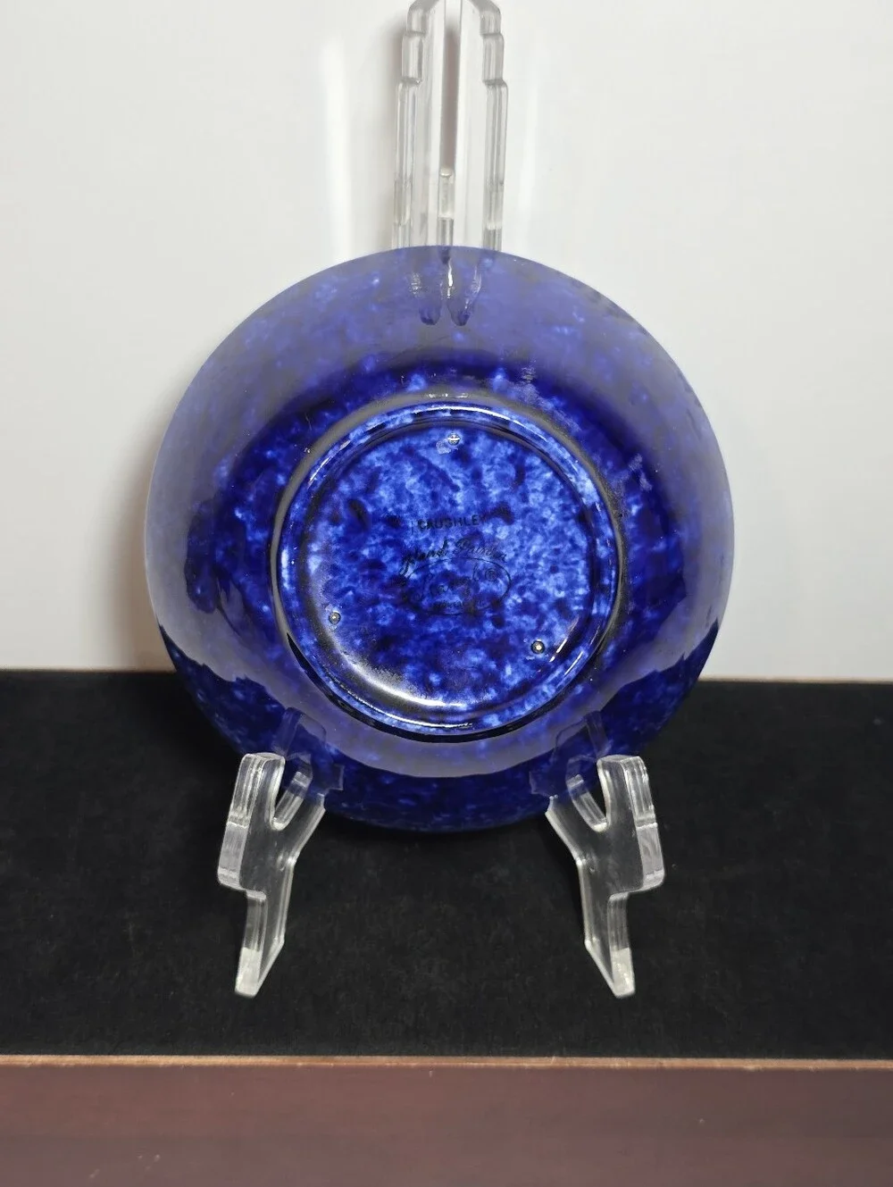 Vintage Stangl Pottery Blue Sponge Bowl Caughley Hand Painted Cobalt 6.5